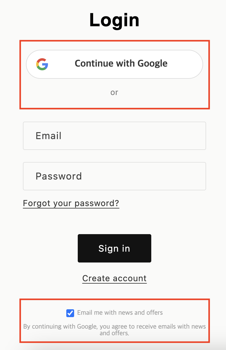 로그인 페이지에 'Continue with Google' 버튼 적용 예시